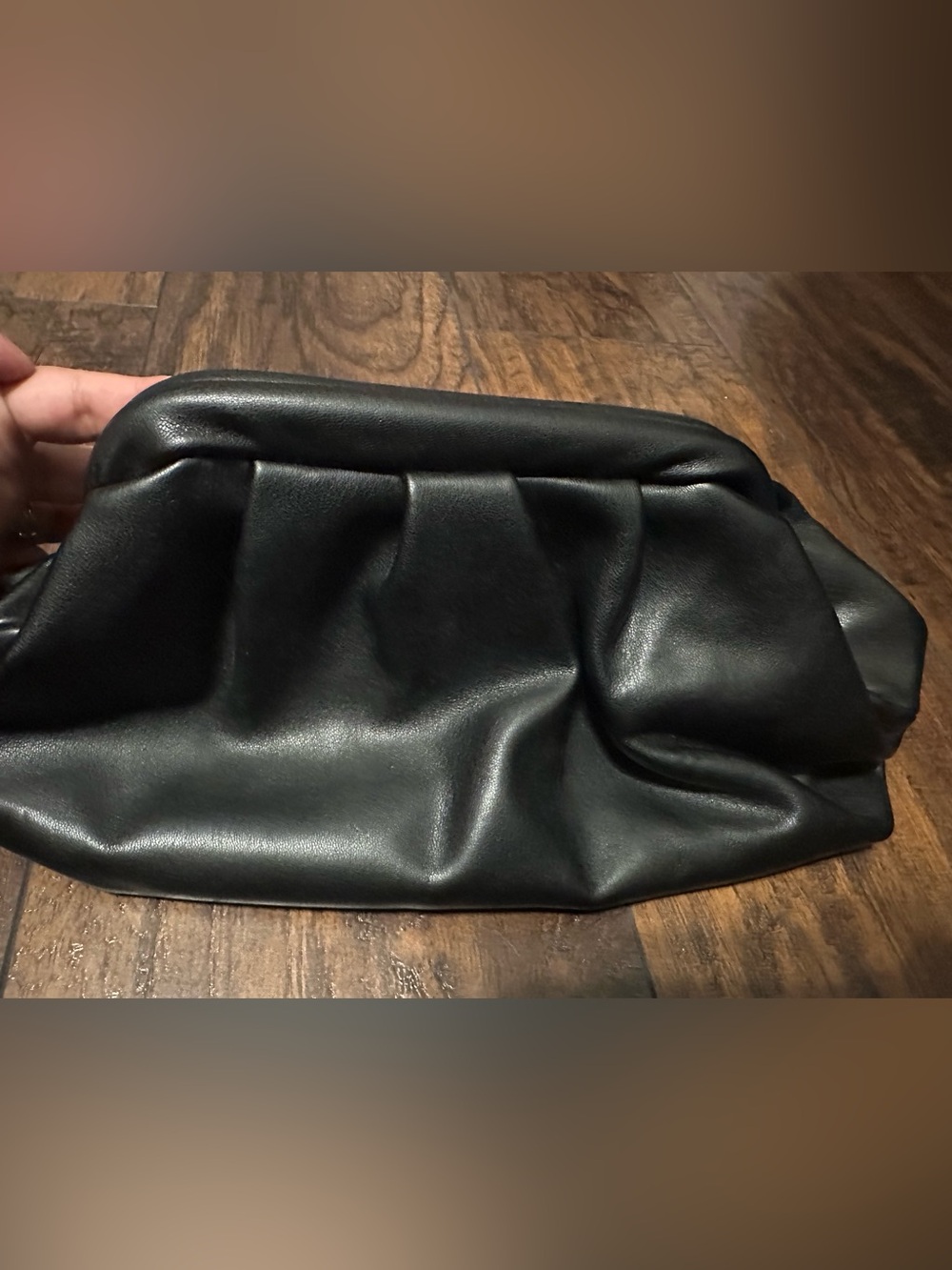 Steve Madden Black Leather-Look Gathered Clutch Bag - Women